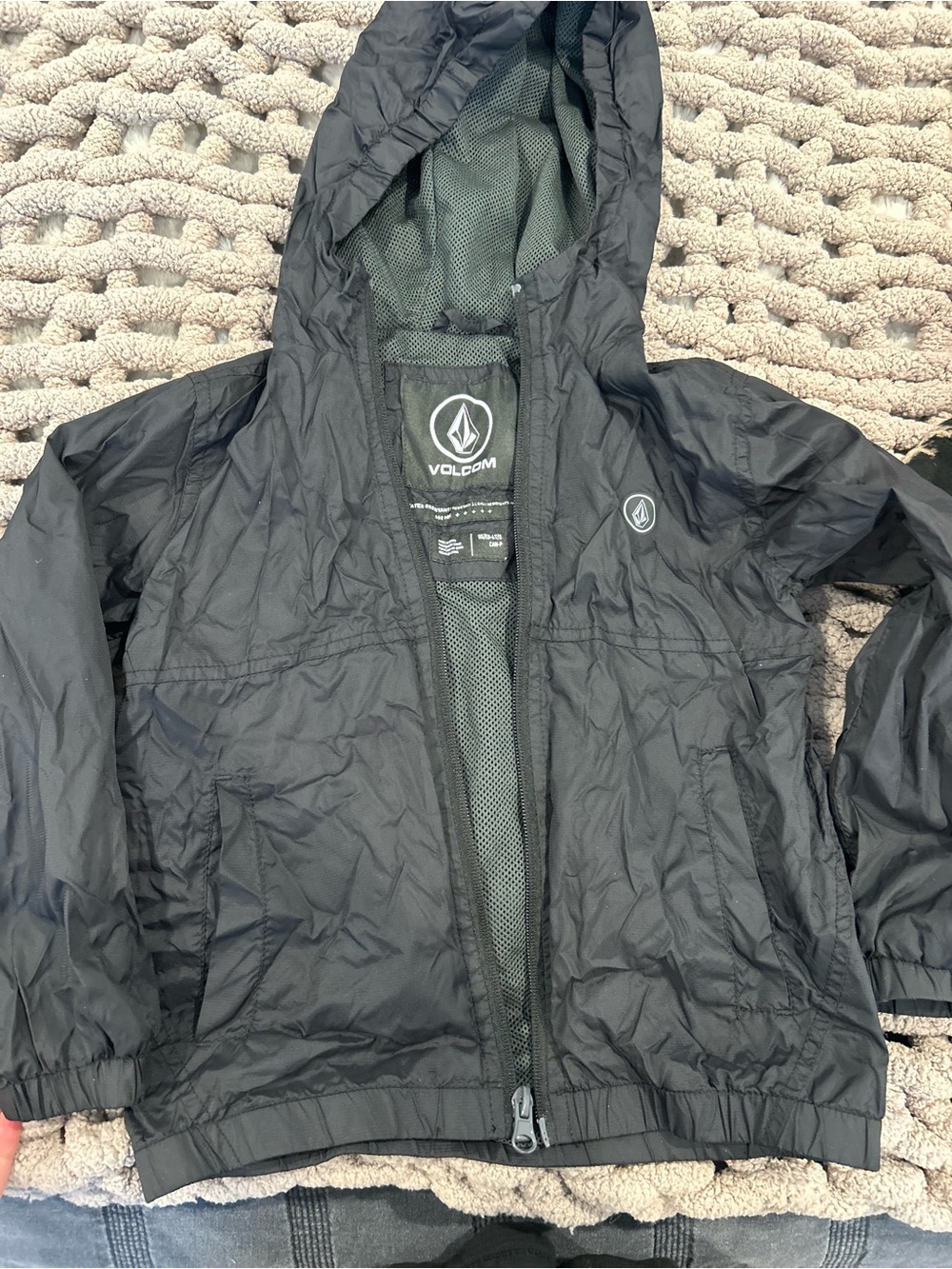 Volcom Black Kids' Hooded Rain Jacket
